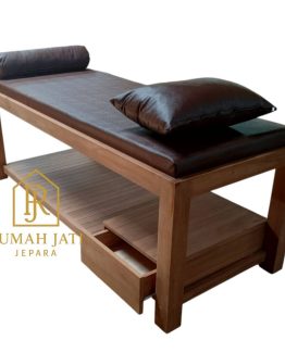 Massage Bed Kayu Jati – Meja Pijat, Ranjang Terapi, Bed Spa Premium dengan Rak & Laci RJJ.FSS.035