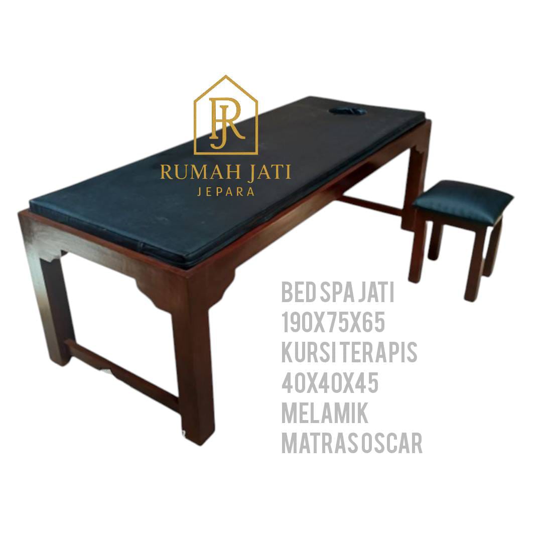 Bed Spa Kayu Jati Murah + Kursi Terapis – Meja Pijat & Bed Massage Berkualitas RJJ.FSS.051